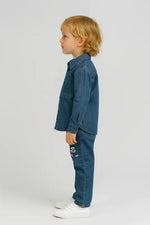 Mickey Mouse Nakışlı Erkek Çocuk Kot Takım | Denim Gömlek + Jean Pantolon | 4-6 Yaş - Erkek Çocuk Giyim/Erkek Çocuk