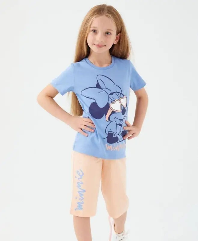Minnie Mouse Desenli Kız Çocuk Takım | Mavi & Pembe | 3 - 9 Yaş - Kız Çocuk Giyim/Kız Çocuk Takım