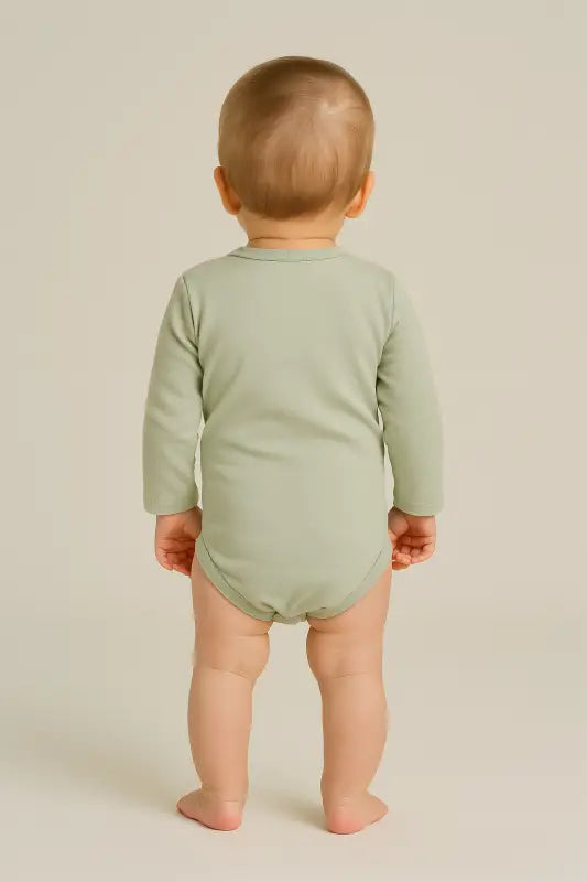“Mint Yeşili Ördek Baskılı Uzun Kollu Organik Pamuk Bebek Body (0-12 Ay)” - Bebek Giyim/Erkek Bebek Giyim/Erkek Bebek