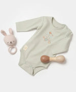 “Mint Yeşili Ördek Baskılı Uzun Kollu Organik Pamuk Bebek Body (0-12 Ay)” - Bebek Giyim/Erkek Bebek Giyim/Erkek Bebek