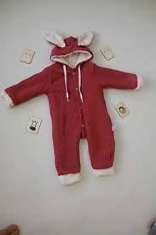 Önde Düğmeli Bebek Polar Tulum | Pembe | 9-12-18-24 Ay - Bebek Giyim/Kız Bebek Giyim/Kız Bebek Tulum