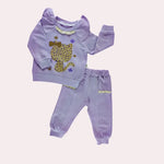 Omuzları Fırfırlı Kız Çocuk Takımı | Mor Renk | Sweat Ve Alt Pantolon | Mor | 18 - 24 Ay - Bebek Giyim/Kız Bebek
