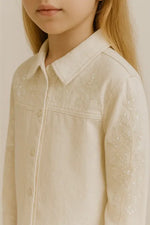 Paillette İşlemeli Krem Denim Kız Çocuk Ceket – Işıltılı % 100 Pamuk | 8-10 Yaş Mevsimlik Şıklık” - Kız Çocuk Giyim/Kız