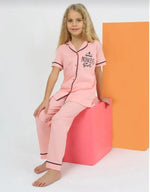 Princess Girl Baskılı Kısa Kollu Kız Çocuk Pijama Takımı | Düğmeli | 4-7 Yaş - Kız Çocuk Giyim/Kız Çocuk Pijama