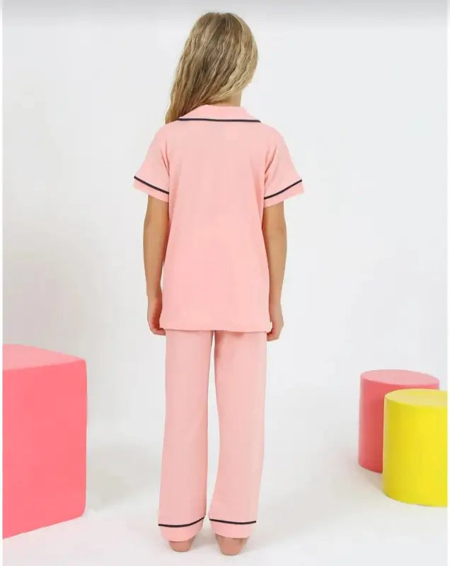 Princess Girl Baskılı Kısa Kollu Kız Çocuk Pijama Takımı | Düğmeli | 4-7 Yaş - Kız Çocuk Giyim/Kız Çocuk Pijama