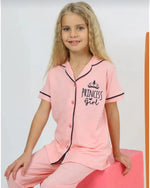 Princess Girl Baskılı Kısa Kollu Kız Çocuk Pijama Takımı | Düğmeli | 4-7 Yaş - Kız Çocuk Giyim/Kız Çocuk Pijama
