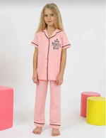 Princess Girl Baskılı Kısa Kollu Kız Çocuk Pijama Takımı | Düğmeli | 4-7 Yaş - Kız Çocuk Giyim/Kız Çocuk Pijama
