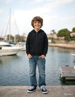 Siyah Kapşonlu Erkek Çocuk Hırkası | Fermuarlı | Cep Detaylı | 9 - 12 Yaş - Erkek Çocuk Giyim/Erkek Çocuk Hırka