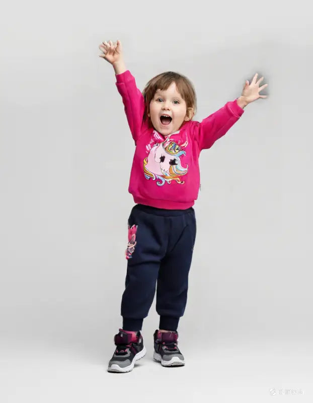 Unicorn Desenli Kız Çocuk 2’Li Takım | Pembe Ve Lacivert Renkli | 3 Yaş - Kız Çocuk Giyim/Kız Çocuk Takım