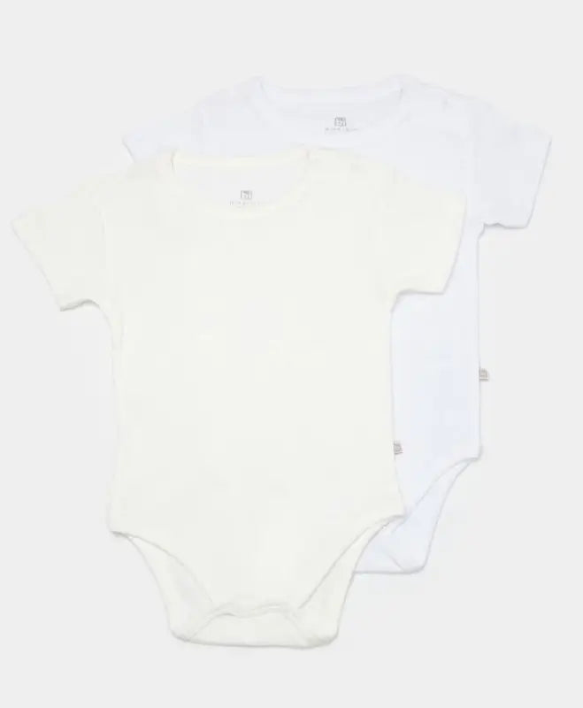 Unisex Jakar Desenli 2’Li Yarım Kol Organik Bebek Body - Beyaz/Ekru - 3 - 24 Ay - Bebek Giyim/Kız Bebek Giyim/Kız Bebek