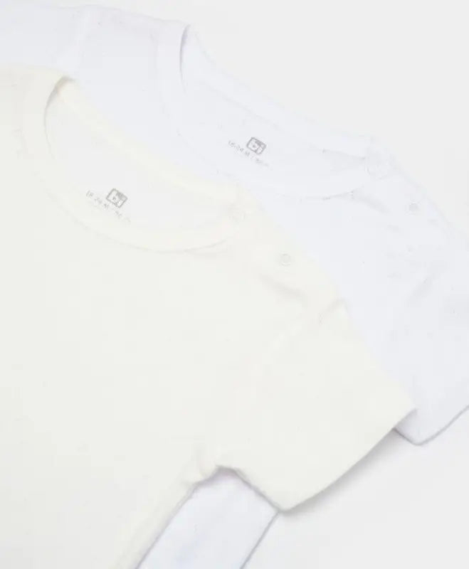 Unisex Jakar Desenli 2’Li Yarım Kol Organik Bebek Body - Beyaz/Ekru - 3 - 24 Ay - Bebek Giyim/Kız Bebek Giyim/Kız Bebek