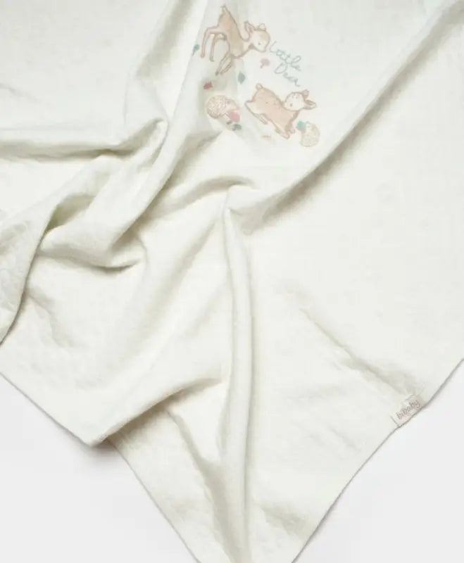 Unisex Little Dear Yazılı Yavru Ceylan Baskılı Organik Pamuklu Battaniye - mint yeşili / STANDART - Bebek Giyim/Kız