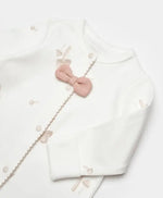 Unisex Mantar Baskılı Boydan Çıtçıtlı Organik Pamuklu Ayaklı Tulum Zıbın Seti Ayaklı Tulum - krem / 0-3 ay - Bebek