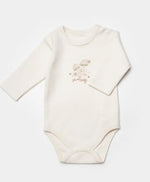 Unisex Mantar Baskılı Boydan Çıtçıtlı Organik Pamuklu Ayaklı Tulum Zıbın Seti Ayaklı Tulum - krem / 0-3 ay - Bebek