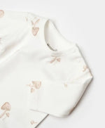 Unisex Mantar Baskılı Uzun Kollu Alttan Ve Omuzdan Çıtçıtlı Organik Pamuklu Zıbın - Bebek Giyim/Kız Bebek Giyim/Kız