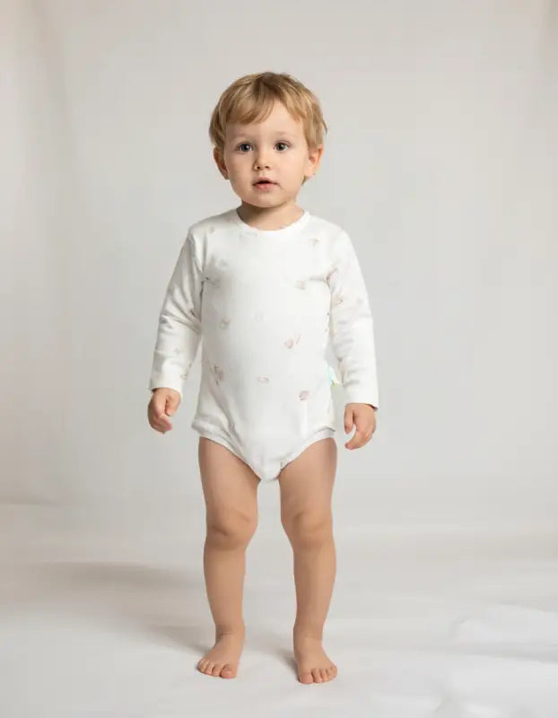 Unisex Mantar Baskılı Uzun Kollu Alttan Ve Omuzdan Çıtçıtlı Organik Pamuklu Zıbın - Bebek Giyim/Kız Bebek Giyim/Kız