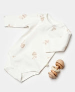 Unisex Mantar Baskılı Uzun Kollu Alttan Ve Omuzdan Çıtçıtlı Organik Pamuklu Zıbın - Bebek Giyim/Kız Bebek Giyim/Kız