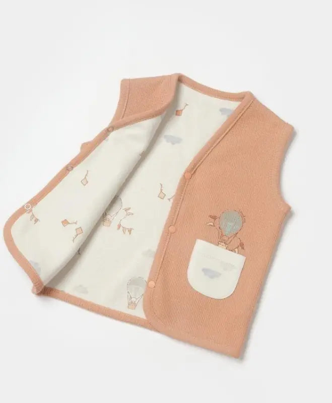 Unisex Waffle Kumaş Önden Çıtçıt Kapamalı Cep Detaylı Gül Kurusu Renk Yelek - Bebek Giyim/Erkek Bebek Giyim/Erkek Bebek