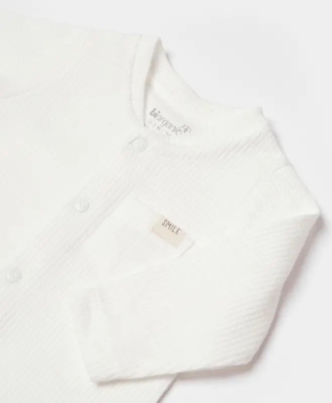 Unisex Waffle Kumaş Önden Çıtçıtlı Organik Patikli Tulum - Ekru Renk - 3 - 9 Ay -Pamuklu - Çıtçıtlı - Bebek Giyim/Kız