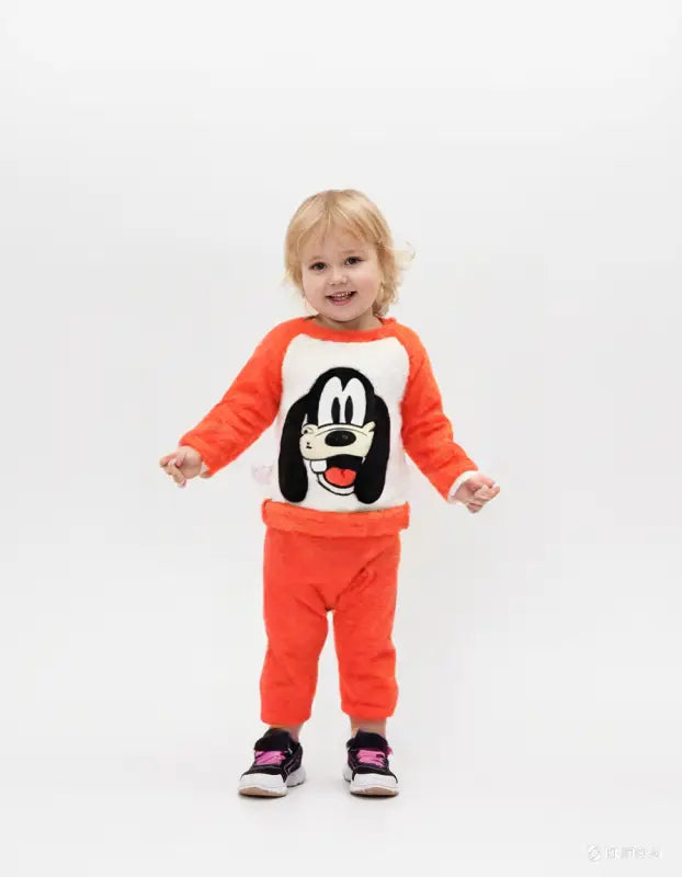 Welsoft Bebek Takım | Turuncu & Beyaz | Kalın Dokulu | Uzun Kol | 6 - 18 Ay - Bebek Giyim/Erkek Bebek Giyim/Erkek Bebek