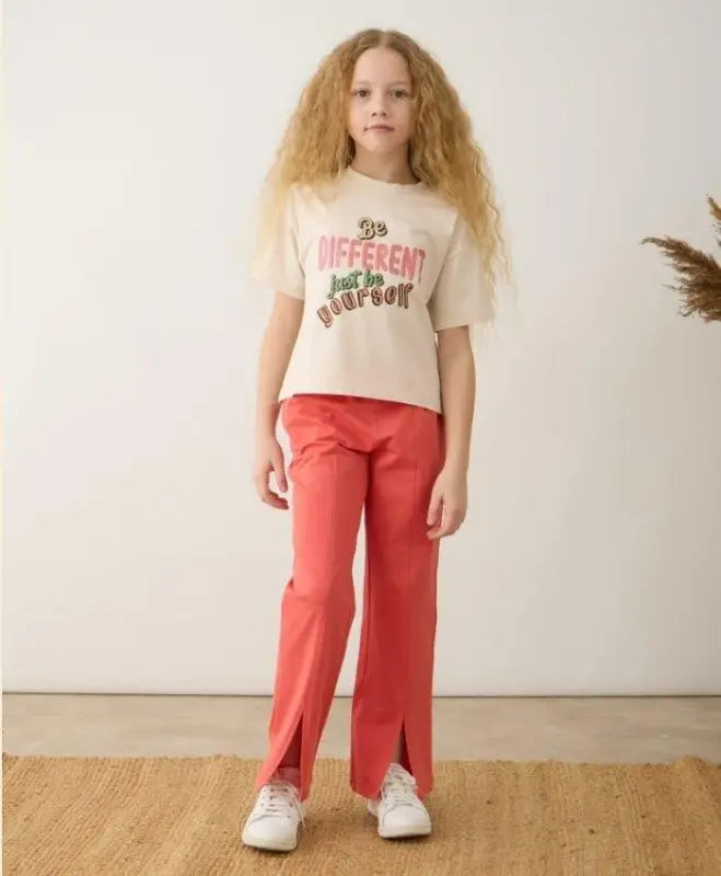 2’Li Kız Çocuk Takım | Tshirt Ve Pantolon | Pembe Renk | 8-12 Yaş | Bol Paça - Kız Çocuk Giyim/Kız Çocuk Takım
