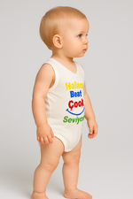 Ünisex halam beni çok seviyor yazılı sıfır kollu çıtçıtlı bady