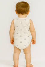 Ünisex smile gülen yüz baskılı sıfır kollu pamuklu çıtçıtlı bady