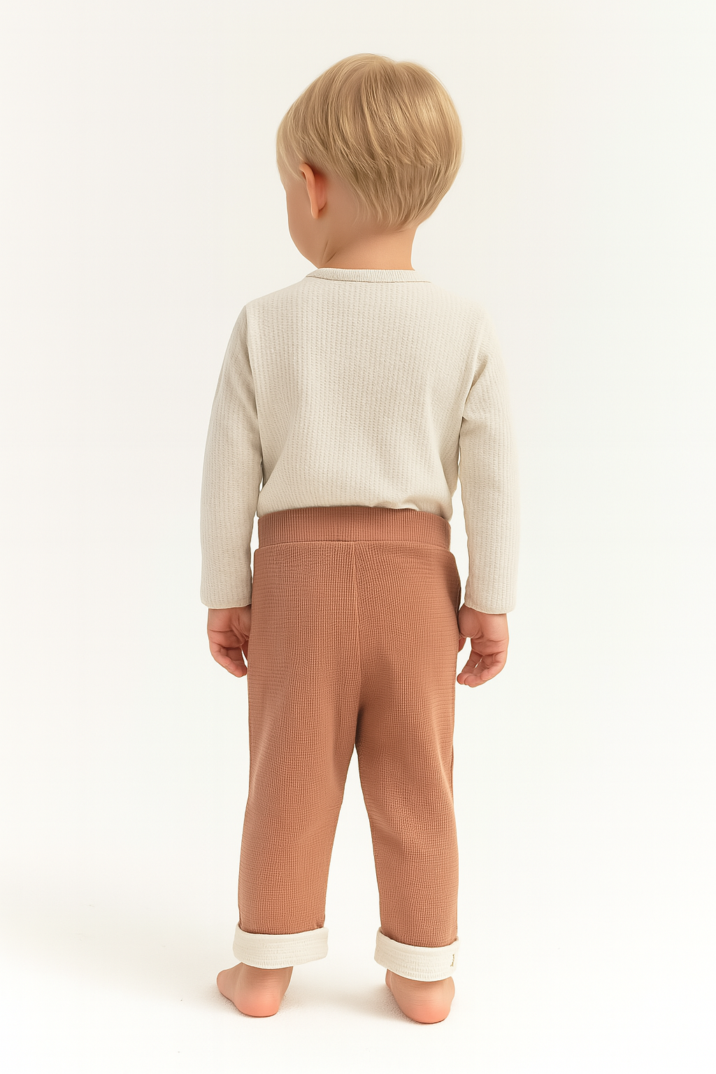 Unisex Waffle Kumaş Bel Kısmı Lastikli Bağcık Detaylı Uzun Paçalı Alt Pantolon