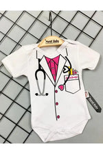 Doktor Desenli Çıtçıtlı Zıbın - Yenidoğan Giysileri - Mavi Pamuklu Kumaş - 0-6 Ay - Bebek Giyim/Erkek Bebek Giyim/Erkek