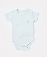 Erkek Bebek Kısa Kol Organik Pamuk Bebek Body Mavi Set 3 - 3-24 Ay - Çıtçıtlı Bady - Bebek Giyim/Erkek Bebek