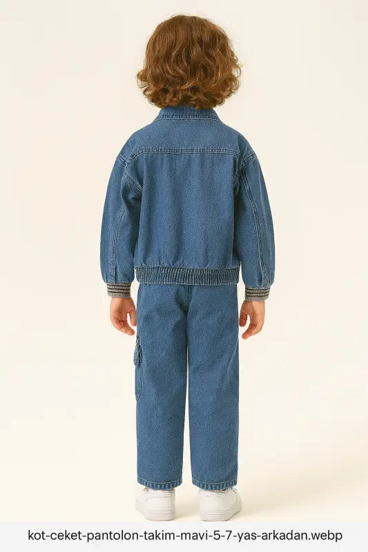 Erkek Çocuk Kot Ceket & Kargo Pantolon Takım – Mavi Denim 5-7 Yaş | Erkek Çocuk Giyim/Erkek Çocuk Takım