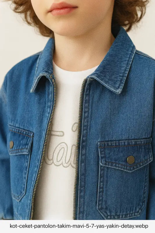 Erkek Çocuk Kot Ceket & Kargo Pantolon Takım – Mavi Denim 5-7 Yaş | Erkek Çocuk Giyim/Erkek Çocuk Takım
