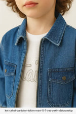 Erkek Çocuk Kot Ceket & Kargo Pantolon Takım – Mavi Denim 5-7 Yaş | Erkek Çocuk Giyim/Erkek Çocuk Takım