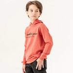Erkek Çocuk The World İs Yours Yazılı Kapşonlu 2 İp Turuncu Renk Sweatshirt - Erkek Çocuk Giyim/Erkek Çocuk Sweatshirt