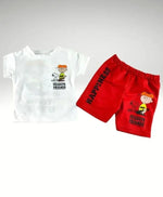 Erkek Çocuk Yazlık Takım | Beyaz Tshirt & Kırmızı Şort | 12 -24 Ay - Bebek Giyim/Erkek Bebek Giyim/Erkek Bebek Takımları