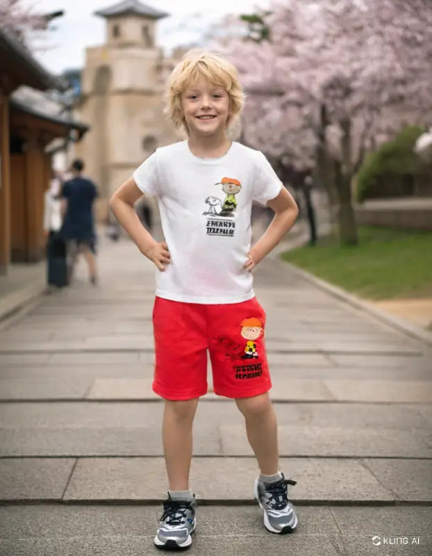 Erkek Çocuk Yazlık Takım | Beyaz Tshirt & Kırmızı Şort | 12 -24 Ay - Bebek Giyim/Erkek Bebek Giyim/Erkek Bebek Takımları