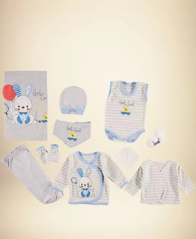 Gri Tavşan Figürlü Bebek Tulumu - gri / 0-3 ay - Bebek Giyim/Erkek Bebek Giyim/Erkek Hastane Çıkışı