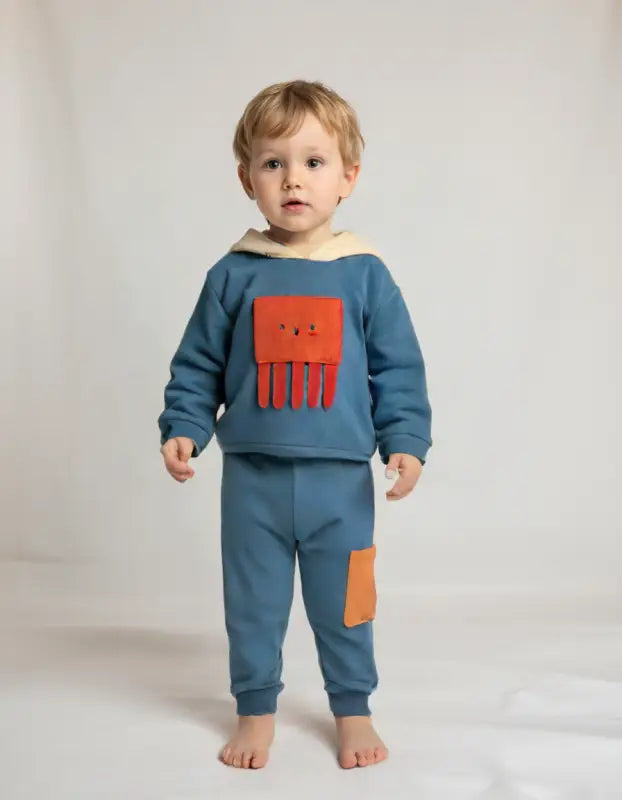 Kapüşonlu 2’Li Erkek Bebek Takım | Mavi | Kapüşonlu Sweat & Alt | 6 - 24 Ay - Bebek Giyim/Erkek Bebek Giyim/Erkek Bebek