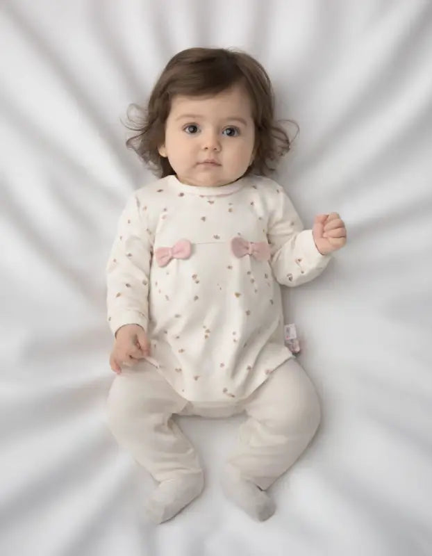 Kız Bebek Biorganik Fiyonklu Uzun Kol Mantar Baskılı 2Li Takım - Bebek Giyim/Kız Bebek Giyim/Kız Bebek Takımları