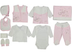 Kız Bebek Çiçek Nakışlı Vaflee Kumaş Pembe Renk 10 Lu Parça Hastane Çıkışı - pembe / 0-3 ay - Bebek Giyim/Kız Bebek
