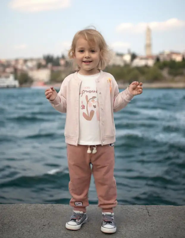 Kız Bebek Flowerprincess Yazılı Kolej Ceketli 2 İp 3Lü Takım - Bebek Giyim/Kız Bebek Giyim/Kız Bebek Takımları