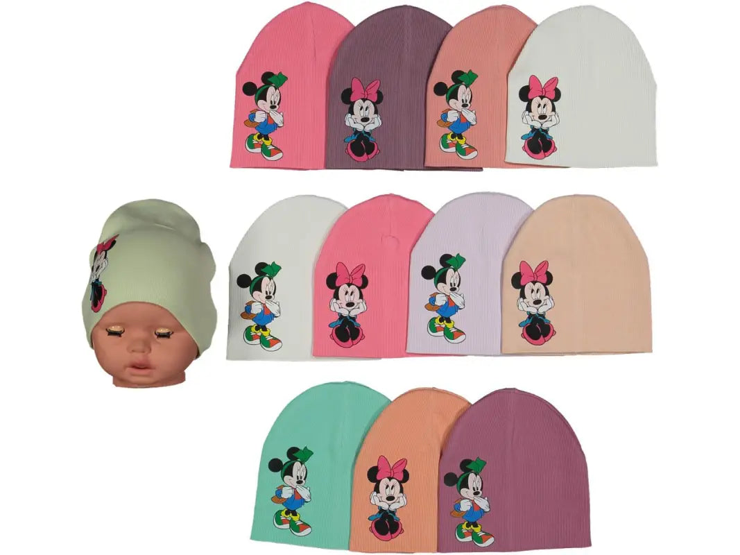 Kız Bebek Mickey Baskılı Penye Bere - 0-2 yaş - Araç - Gereç/bebek araç gereçleri