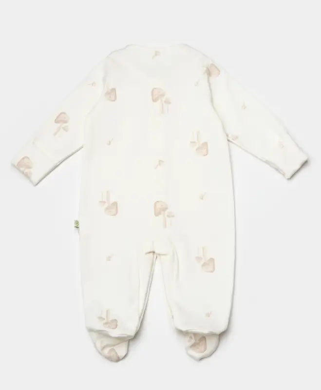 Kız Bebek Önden Çıtçıtlı Fiyonk Detaylı Mantar Baskılı Ayaklı Tulum - Bebek Giyim/Kız Bebek Giyim/Kız Bebek Tulum