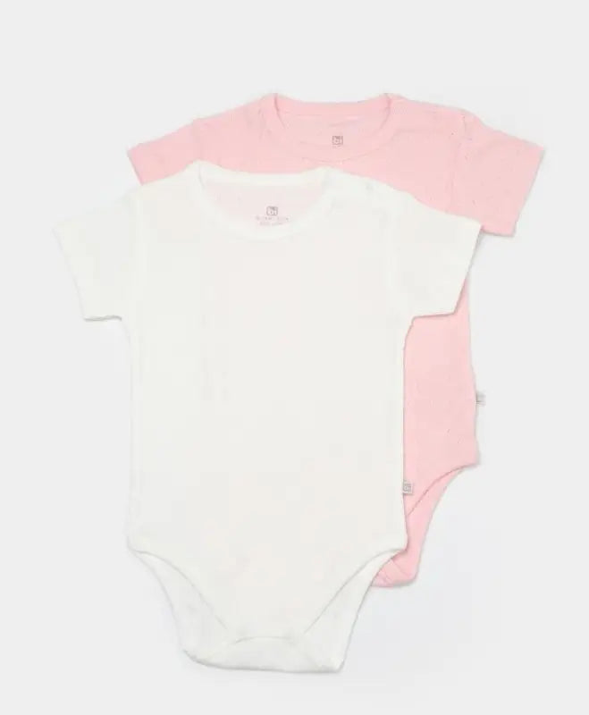 Kız Bebek Organik Pamuklu Jakarlı 2 Li Bady Set - Beyaz-Pembe - 3 - 24 Ay - Bebek Giyim/Kız Bebek Giyim/Kız Bebek Zıbın