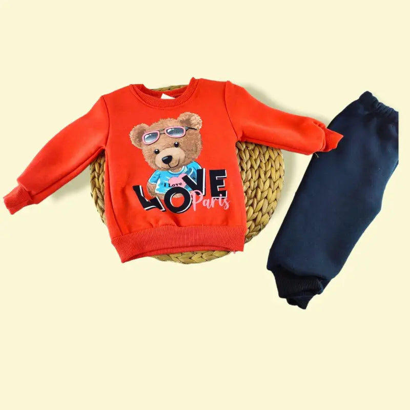 Kız Bebek Takım | Sweatshirt Ve Eşofman Altı | Kırmızı Lacivert - Kız Çocuk Giyim/Kız Çocuk Takım
