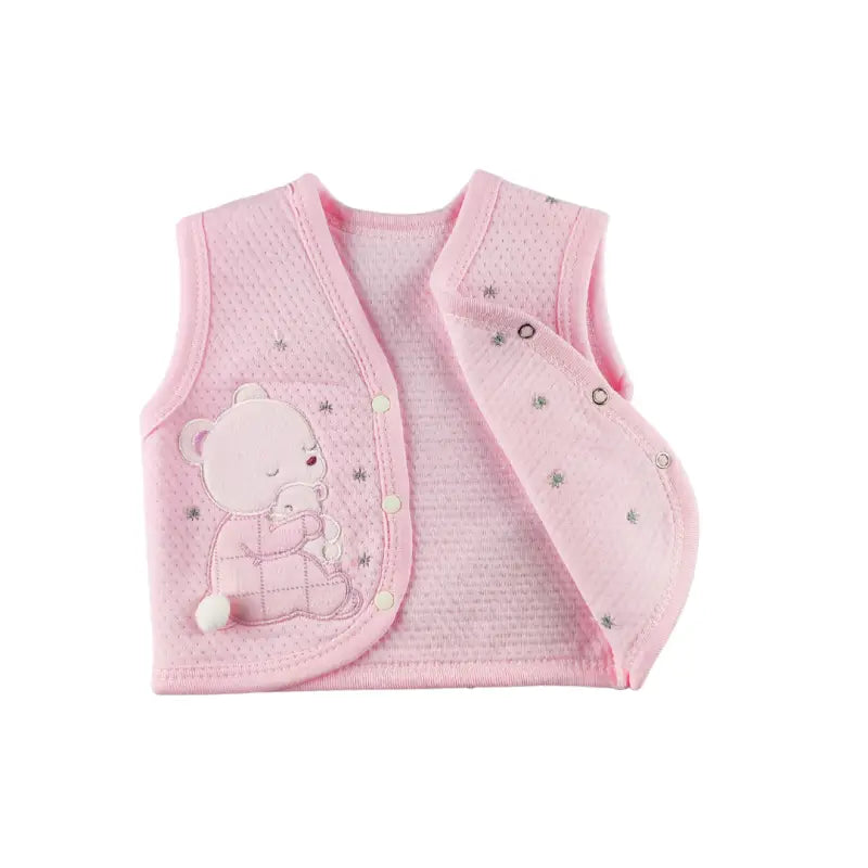 Kız Bebek Yelek | Kapitone | Ayıcık Desenli | Pembe - Bebek Giyim/Kız Bebek Giyim/Kız Bebek Yelek