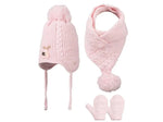 Kız Bebek Yünlü Atkı-Bere-Eldiven Seti Pembe Renk - pembe / 1-4 yaş - Araç - Gereç/bebek araç gereçleri