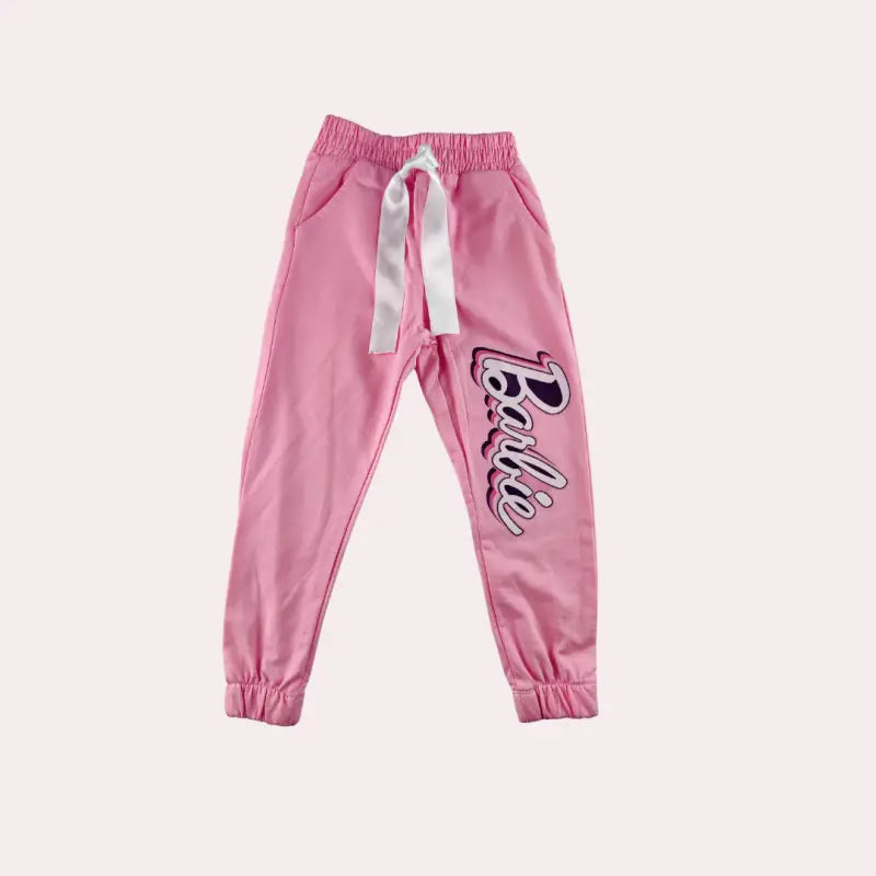 Kız Çocuk Barbie Desenli Pamuklu Alt Eşofman | 5-6-7-8 Yaş | Pembe - Kız Çocuk Giyim/Kız Çocuk Tek Alt