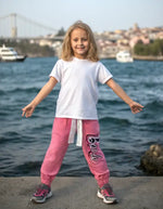 Kız Çocuk Barbie Desenli Pamuklu Alt Eşofman | 5-6-7-8 Yaş | Pembe - Kız Çocuk Giyim/Kız Çocuk Tek Alt