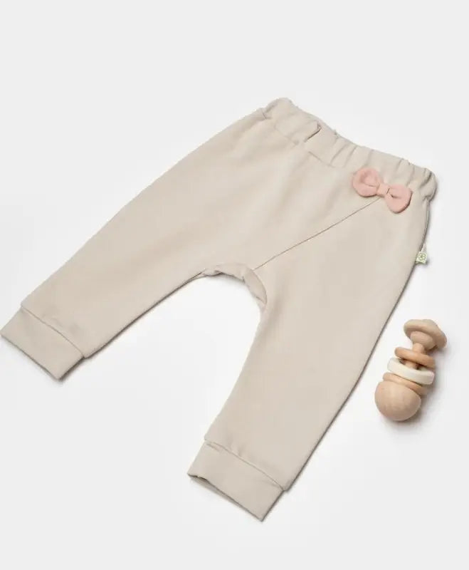 Kız Çocuk Beli Lastikli Fiyonk Detaylı Tek Alt Pantolon - Bebek Giyim/Kız Bebek Giyim/Kız Bebek Tek Alt